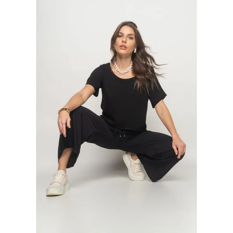 Cropped Gola Canoa Viscolinho Preto Salvatore Tamanho G