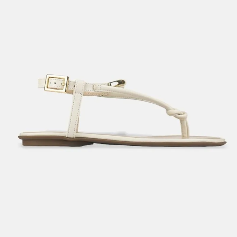 Sandália Rasteira Luz da Lua Tira Nó Fina 52217800 38 / Off White