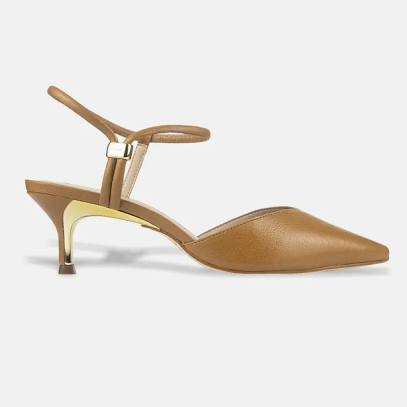 Sapato Scarpin Luz da Lua Slingback Salto Baixo 58060001 39 / Camel
