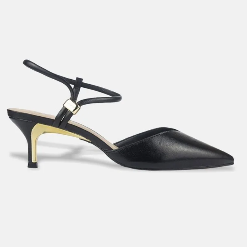 Sapato Scarpin Luz da Lua Slingback Salto Baixo 58060001 39 / Preto/Dourado