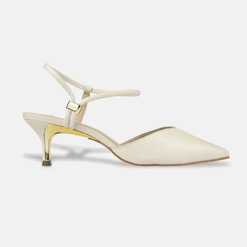 Sapato Scarpin Luz da Lua Slingback Salto Baixo 58060001 39 / Off White