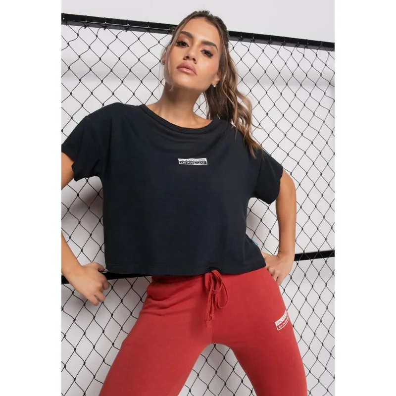 Cropped Esportivo Amplo Malha Comfort Preto Salvatore Tamanho P