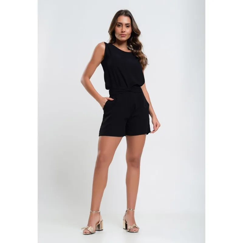 Short Amarração Viscolinho Preto Salvatore Tamanho G