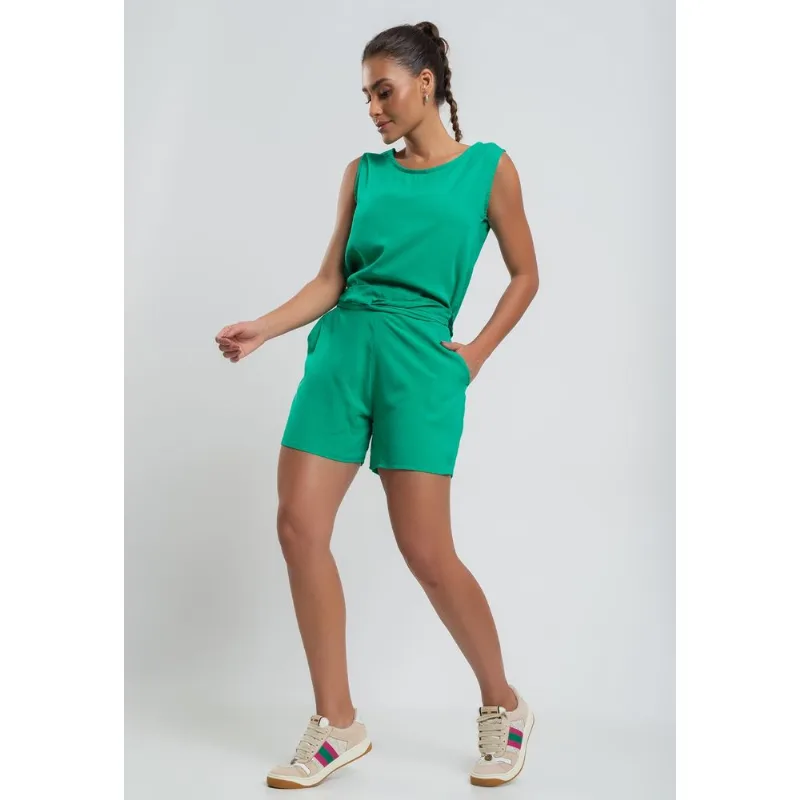 Short Amarração Viscolinho Verde Salvatore Tamanho G