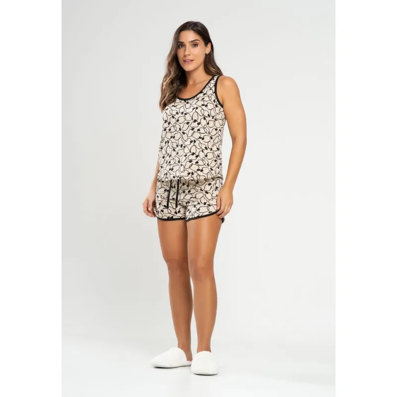 Pijama Short e Regata Malha Marfim Salvatore Tamanho G