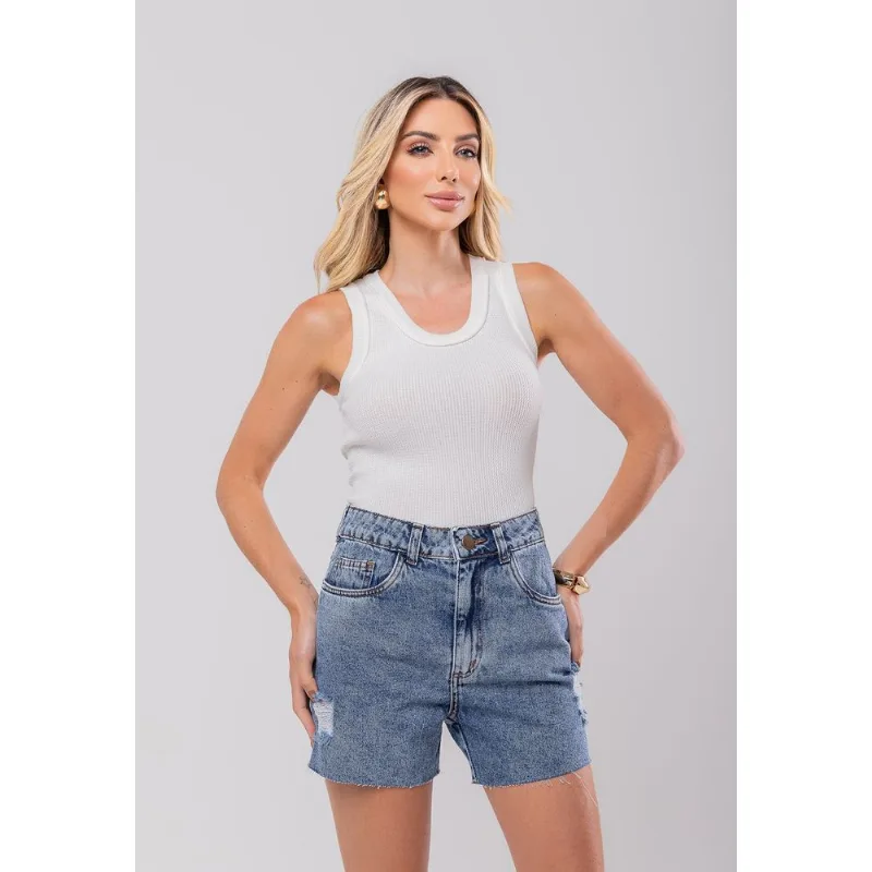 Regata Tricot Texturizada Branco Salvatore Tamanho M