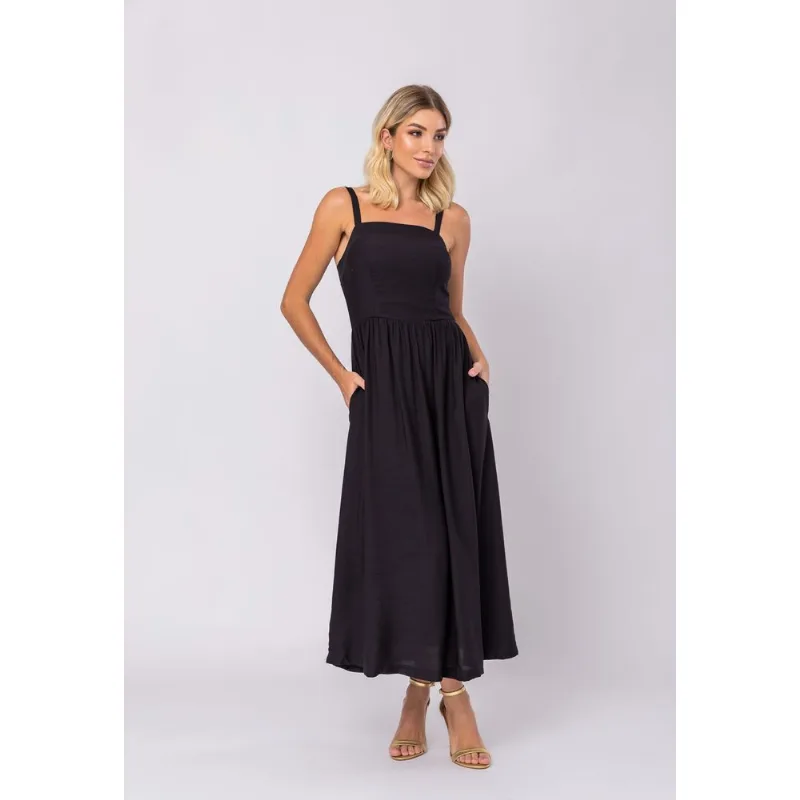 Vestido Midi Alfaiataria Bolsos Preto Salvatore Tamanho G