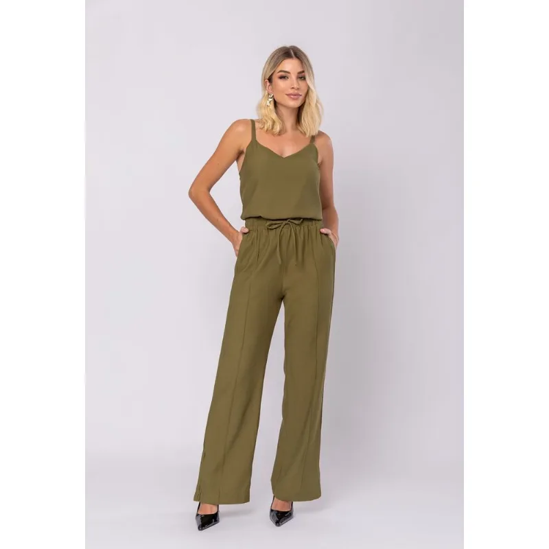 Conjunto Feminino Alfaiataria Regata E Calça Fenda Verde Musgo Salvatore Tamanho GG