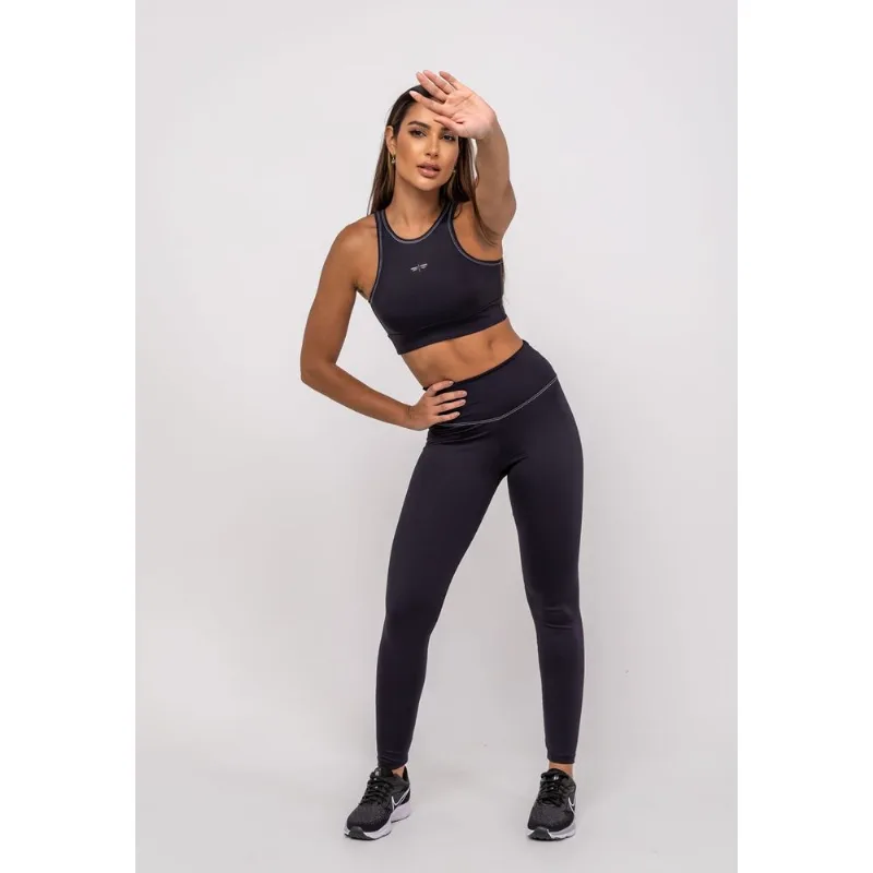 Calça Legging Suplex Poliamida Com Costura Preto Salvatore Tamanho GG