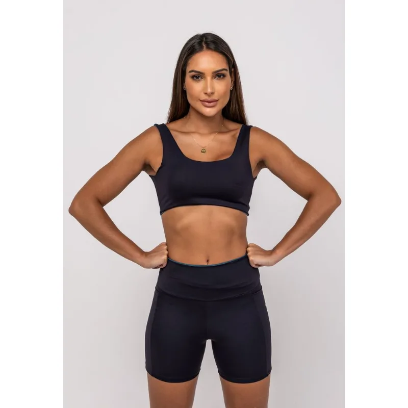 Top Suplex Poliamida Bicolor Preto Salvatore Tamanho P