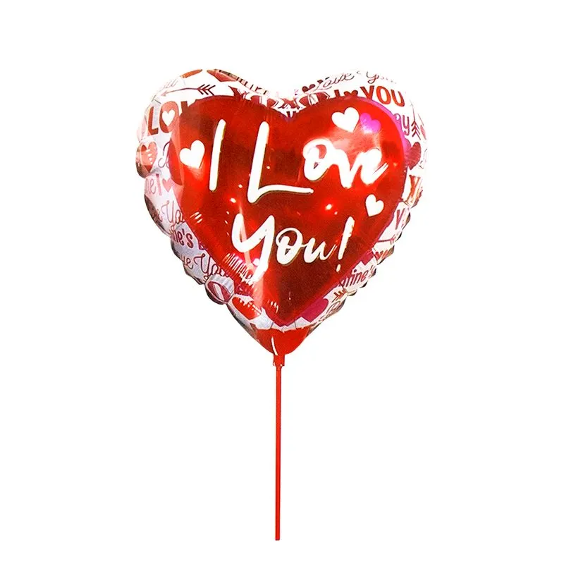 Kit com 10 Unidades Mini Balão Metalizado I Love You com Haste PTD Festas