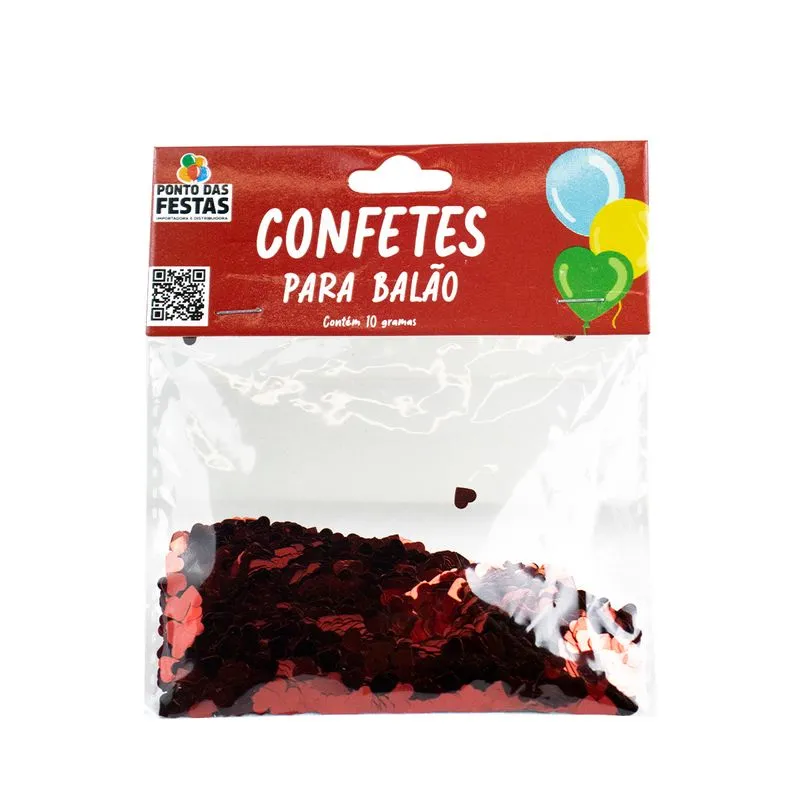 Confete Metalizado de Coração 10g PTD Festas Confete Para Balão de Coração