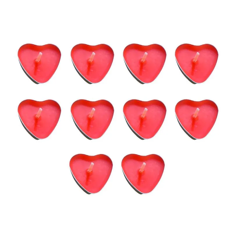 Velas Decorativas em Formato de Coração 10 Unidades Sem Odor 3,7 X 3,7CM PTD Festas Velas Decorativas em Formato de Coração Pacote com 10 unidades PTD Festas