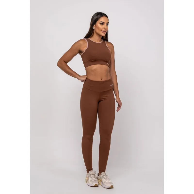 Calça Legging Suplex Poliamida Básica Marrom Salvatore Tamanho G