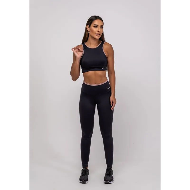 Calça Legging Suplex Poliamida Básica Preto Salvatore Tamanho GG