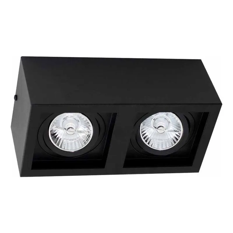 Plafon Spot Sobrepor Box Duplo Preto p/ 2x Ar70 Starlumen St2943