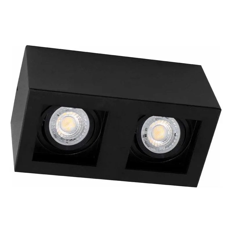 Plafon Spot Sobrepor Box Duplo Preto p/ 2x Mr16 Starlumen St2945