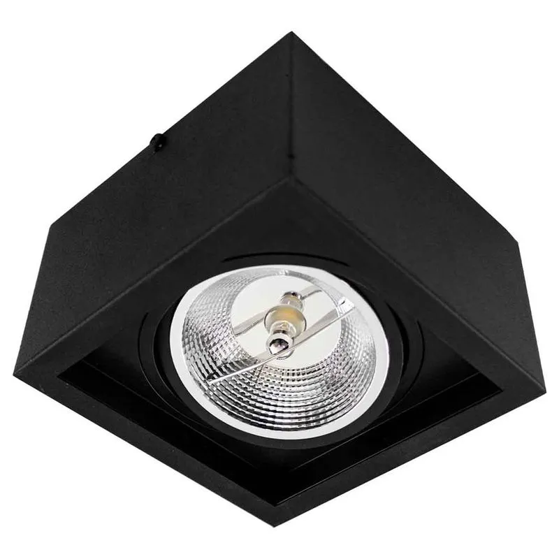 Plafon Spot Sobrepor Box Preto + LED AR111 12W Br. Quente ST2939