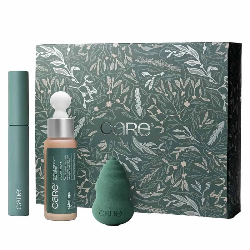 Care Natural Beauty Festive Glow Kit - Esponja de Maquiagem + Máscara de Cílios + Sérum Kit