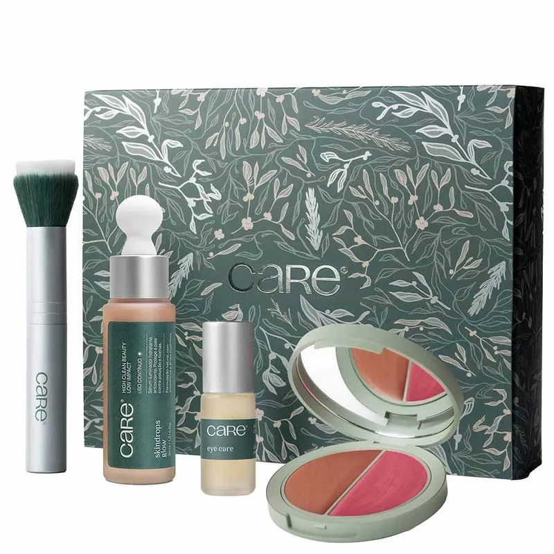 Care Natural Beauty Glow Essentials Kit - Sérum Facial + Blush + Pincel + Sérum de Olhos Kit