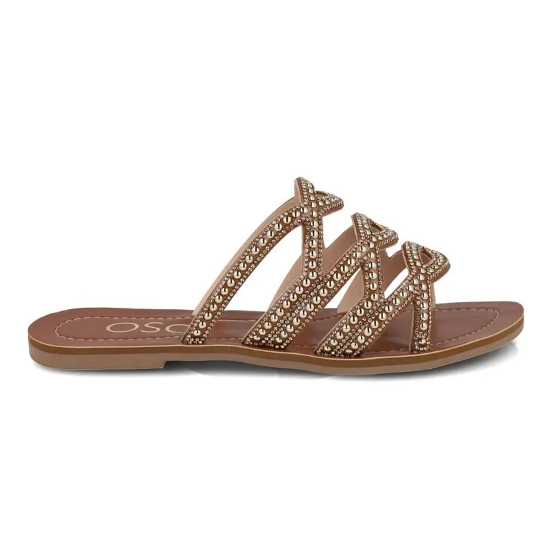 Rasteira OSC Strass Feminina Marrom 34