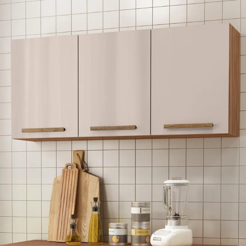 Armario Aéreo Pop 120 Cm Com 3 Portas Freijó/baunilha