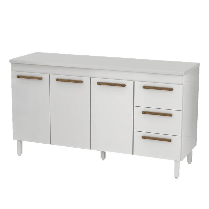 Balcão De Cozinha Atenas Com Tampo 3 Portas 3 Gavetas 158 Cm Branco