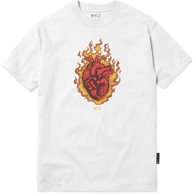 Camiseta MCD Corazón En Llamas WT23 Masculina Branco M / branco