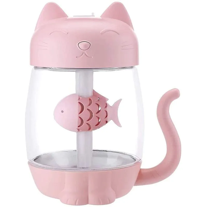 Umidificador Ar Usb Gatinho Iluminaria - Rosa