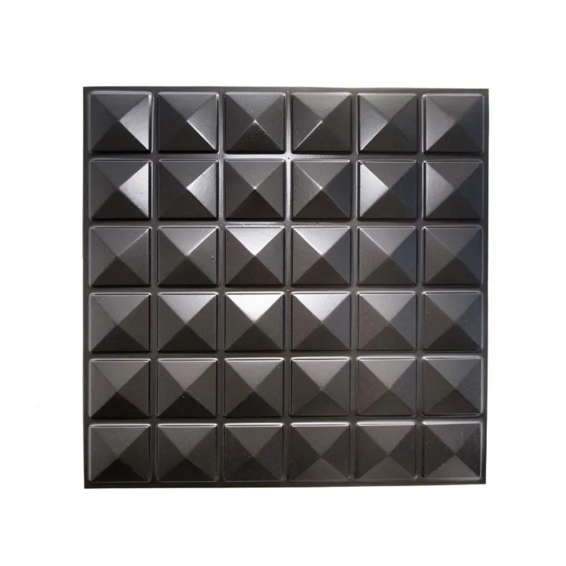 Kit 10 Placas Revestimento Parede Pvc Relevo Piramide Preto