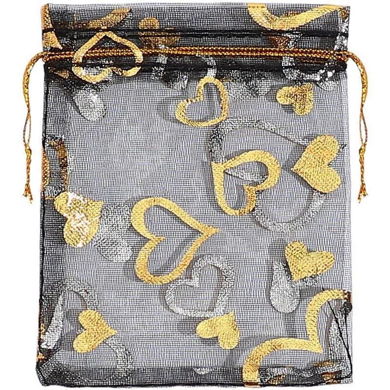 Saco De Organza Estampado Preto 08x10cm Pct Com 10