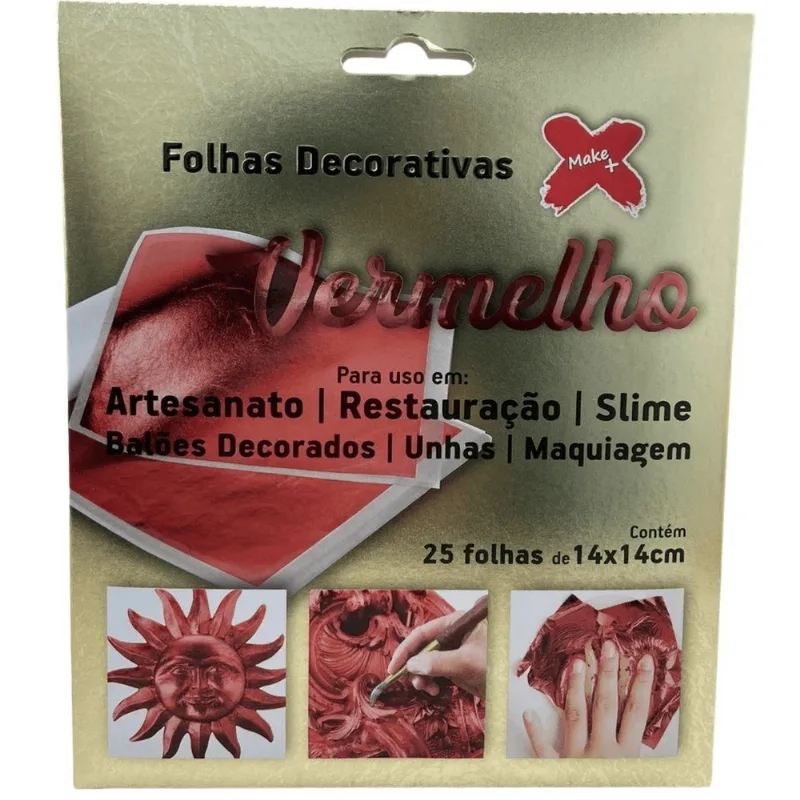 FOLHA METALIZADA 14X14CM VERMELHO 6122