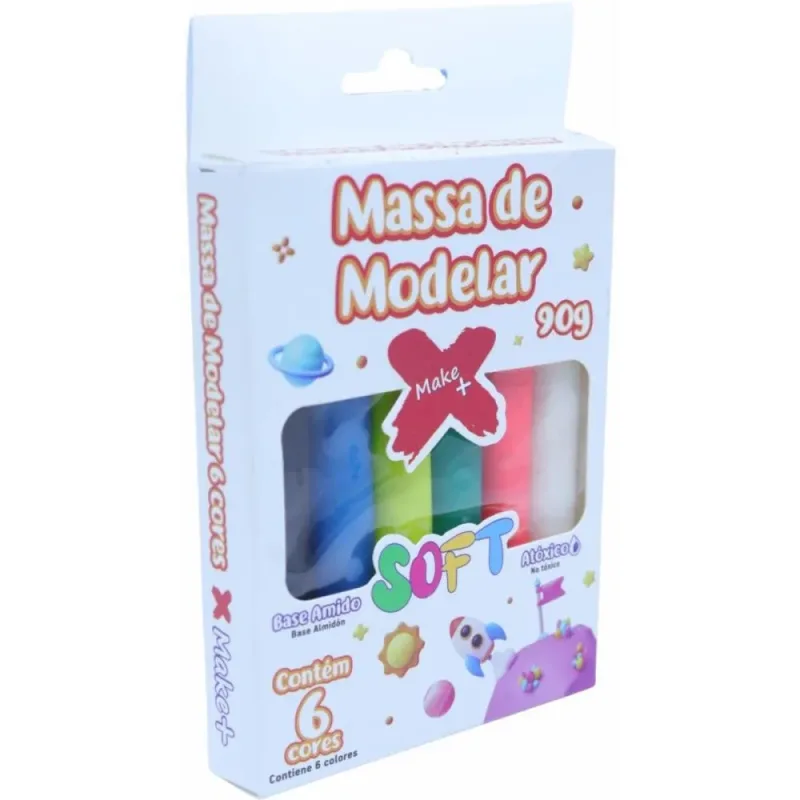 Massa para Modelar Fofa 06 Cores 90G