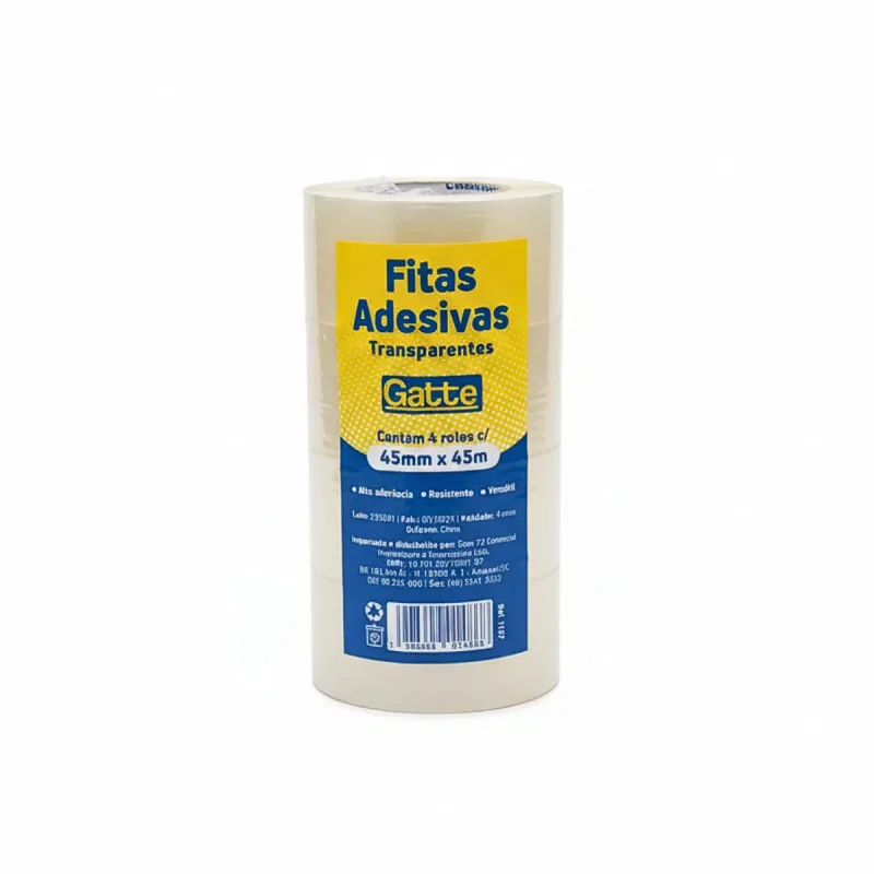 Fita Adesiva Transparente Gatte 45mmx45m com 4 Unidades