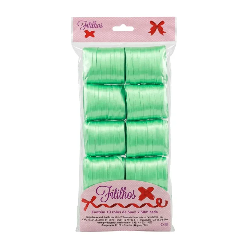 Fitilho Make + 5mmx50 Metros Verde Candy Pacote com 10 Rolos