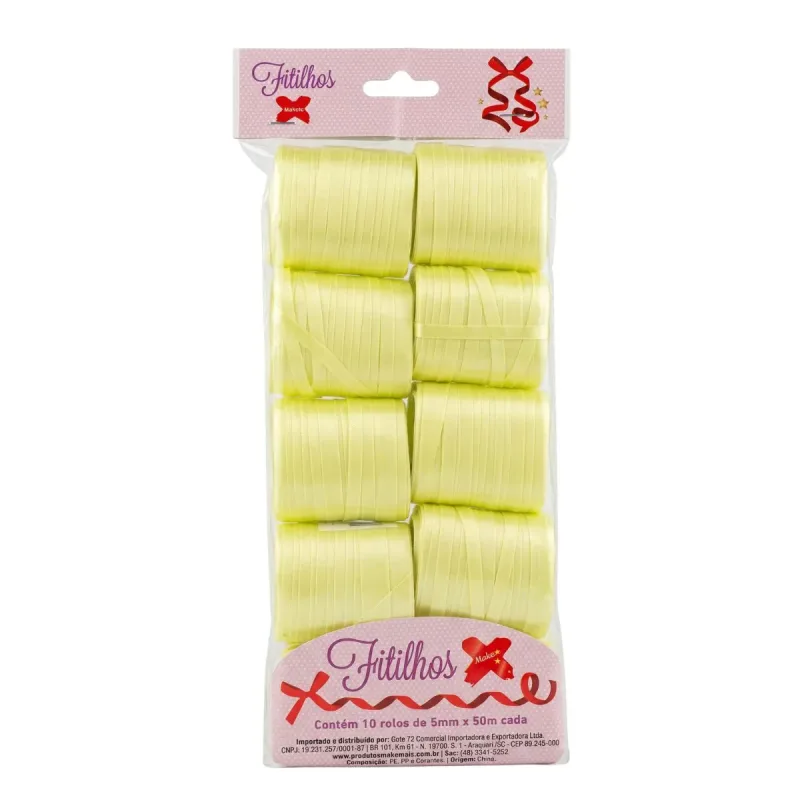 Fitilho Make + 5mmx50 Metros Amarelo Candy Pacote com 10 Rolos