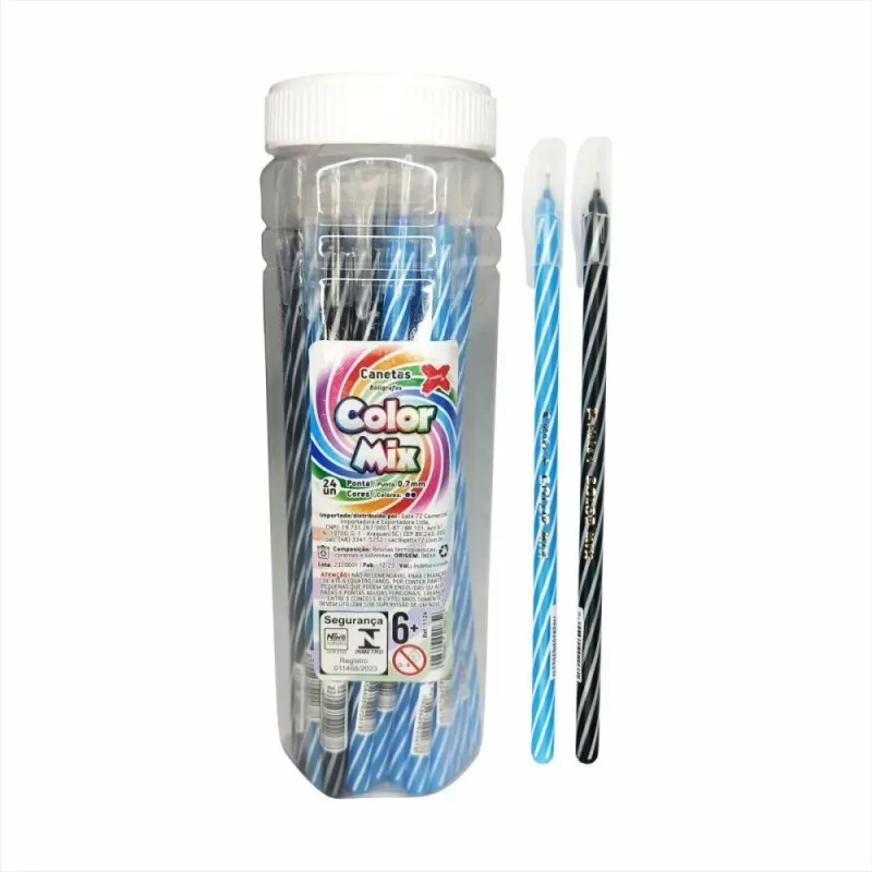 Caneta Esferografica Color MIX 0.7MM Azul e Preta POTE-24