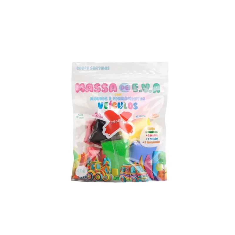 Kit Massa de EVA Make + Veiculos com Molde e Ferramantas 78g