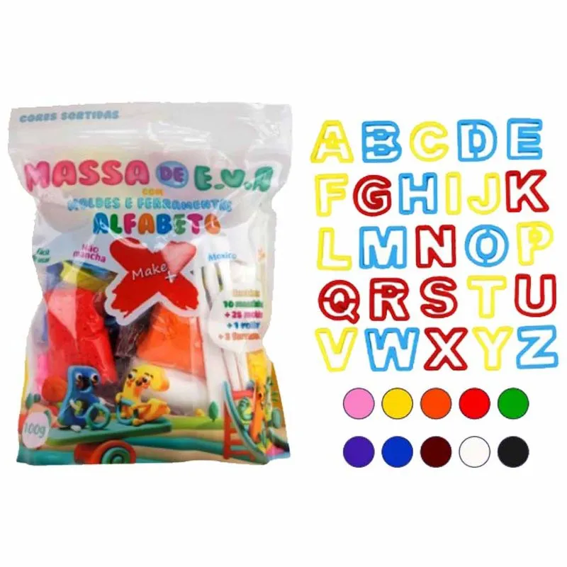 Kit Massa de EVA 100g Alfabeto 13809 Make+ - UN