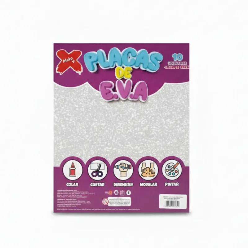 EVA Glitter Make+ 40cmx48cm Branco com 10 Unidades