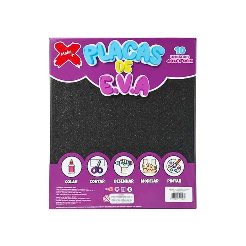 EVA Glitter Make+ 40x48 Preto com 10 Unidades 9814