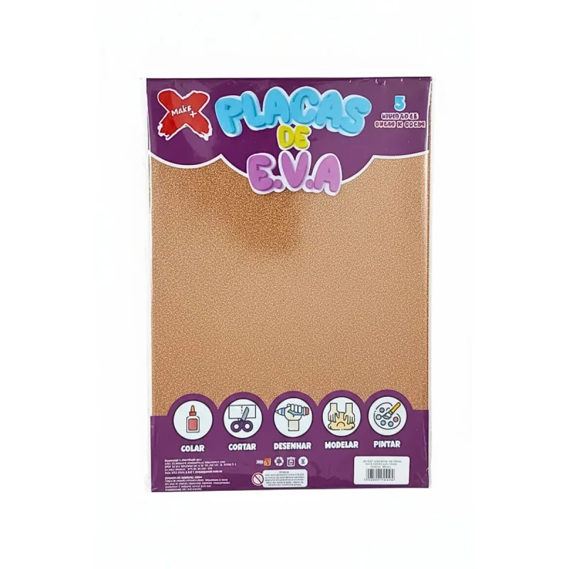 Placa EVA Glitter Make + 40x60cm Marrom com 5 Folhas