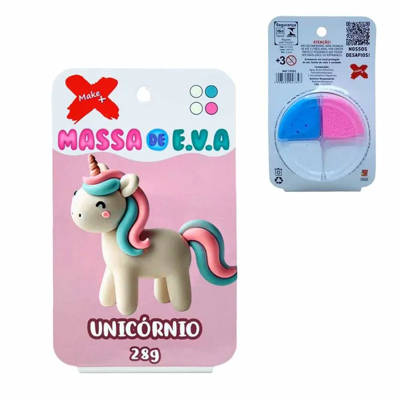 Massa EVA para Artes 28g com 4 Cores Unicórnio 13052 Make+ - UN