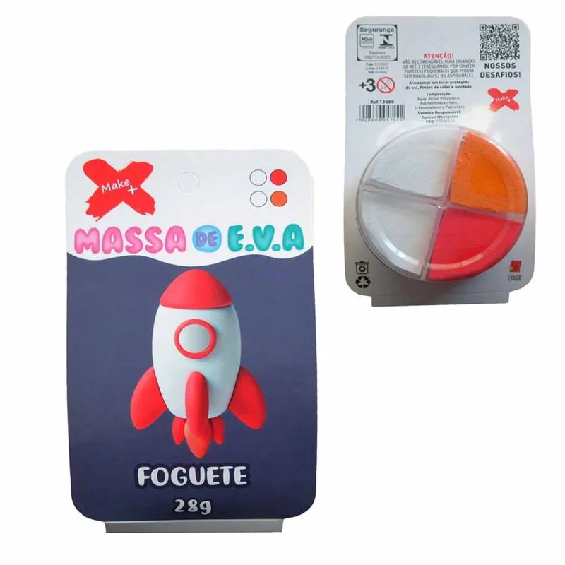 Massa EVA para Artes 28g com 4 Cores Foguete 13060 Make+ - UN