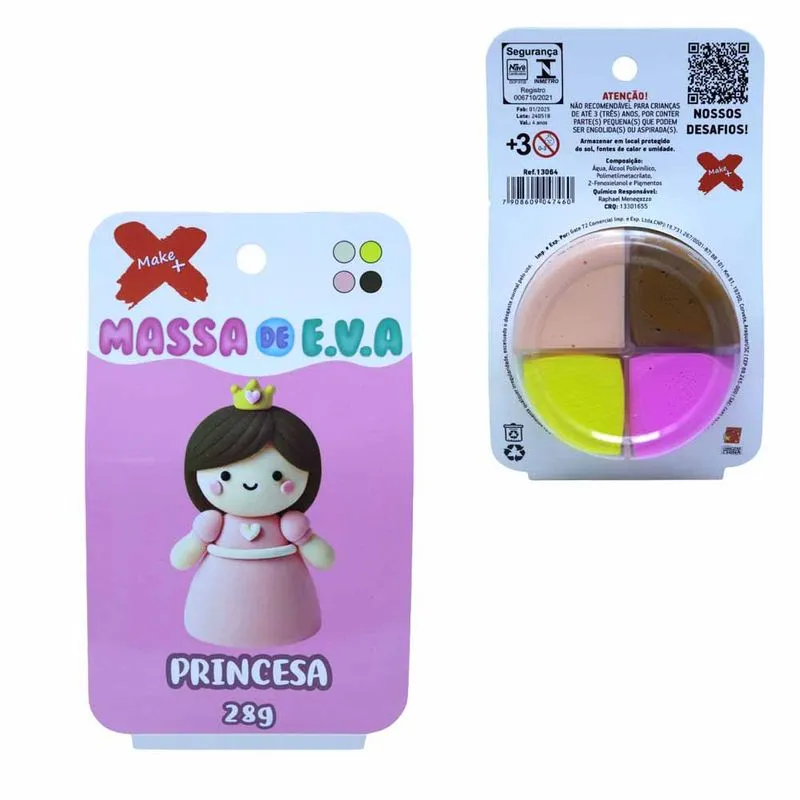 Massa EVA para Artes 28g com 4 Cores Princesa 13064 Make+ - UN