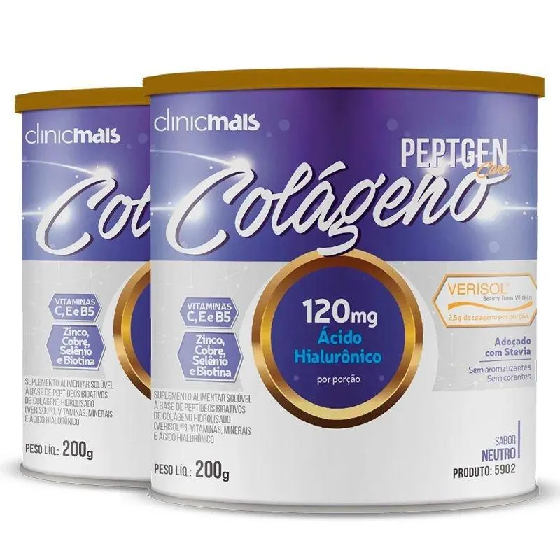 Kit 2 Colágeno Ácido Hialurônico Clinicmais 200g Neutro
