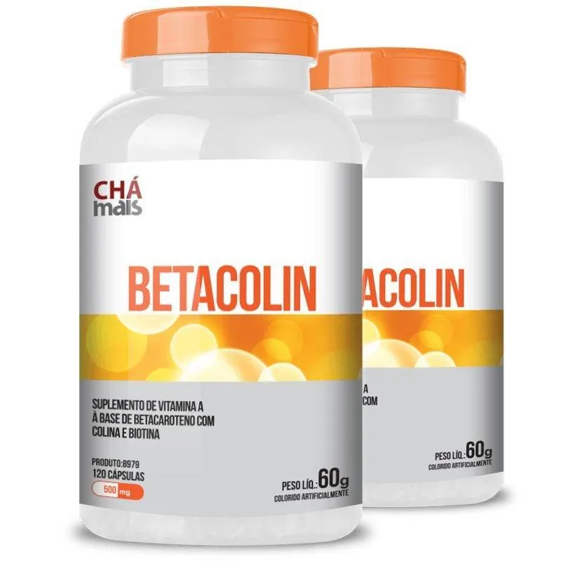 Kit 2 Betacolin Vitamina A 500mg Chá Mais 120 Cápsulas