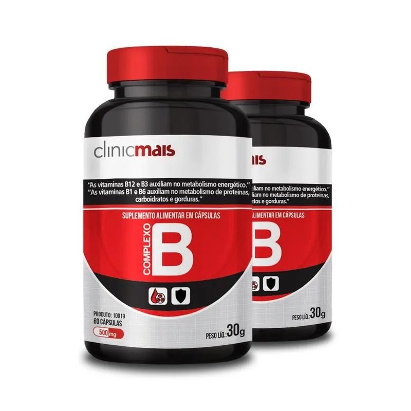 Kit 2 Complexo B 500mg Clinicmais 60 Cápsulas