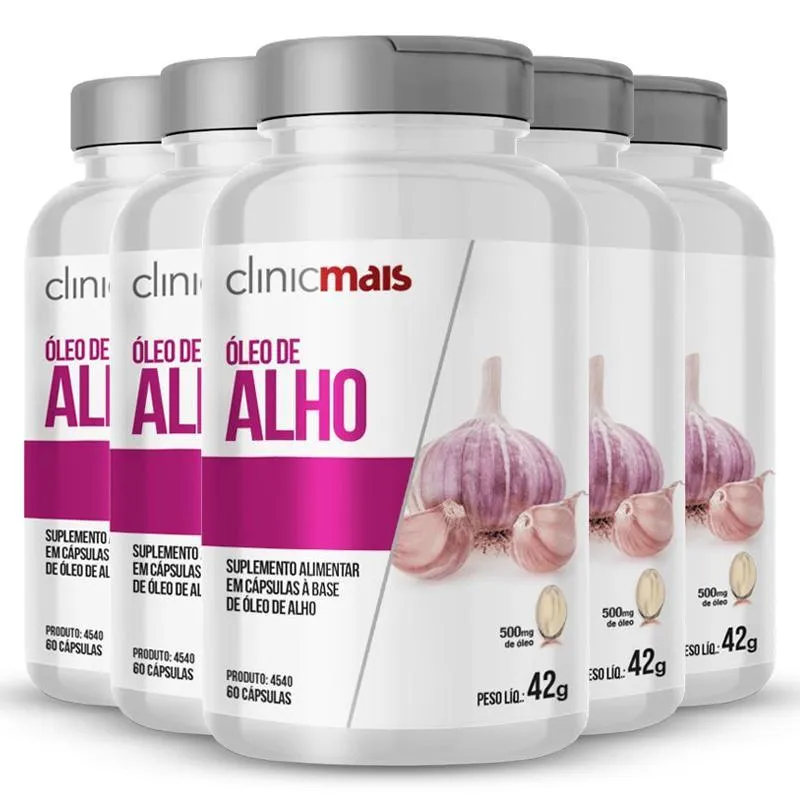 Kit 5 Óleo De Alho 500mg Clinicmais 60 Cápsulas