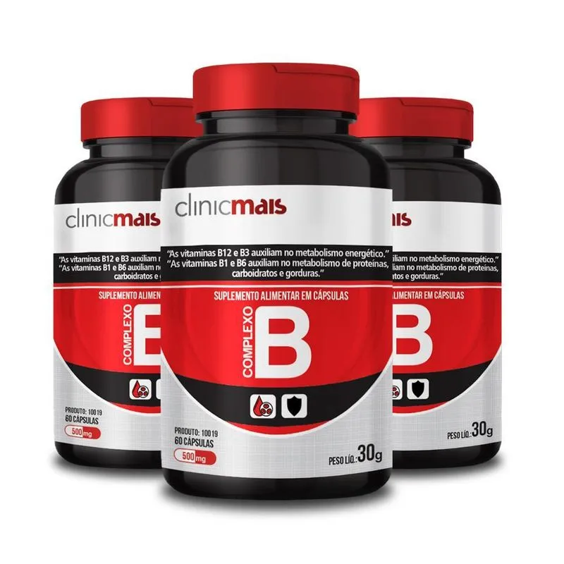Kit 3 Complexo B 500mg Clinicmais 60 Cápsulas